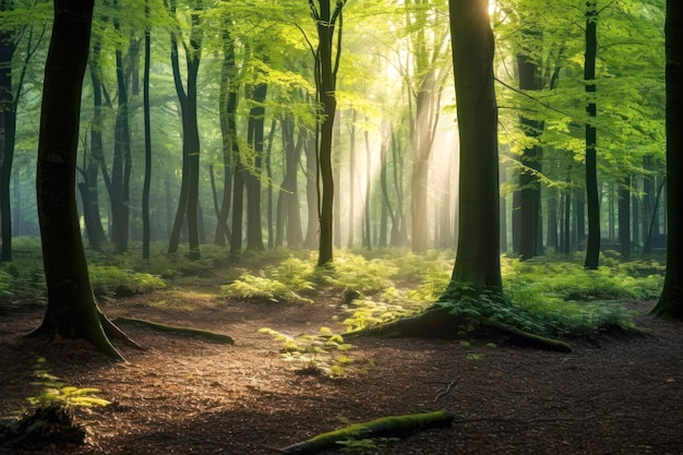 All'interno della foresta una mattina di sole