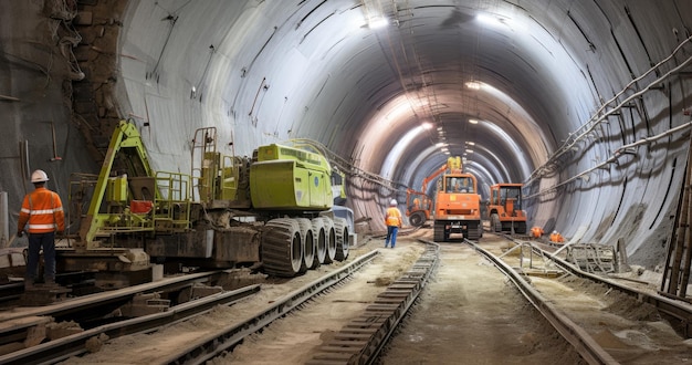 All'interno della galleria per la metropolitana durante la costruzione