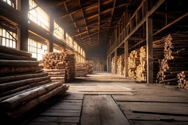 all'interno della situazione della fabbrica di legno fotografia professionale AI Generato