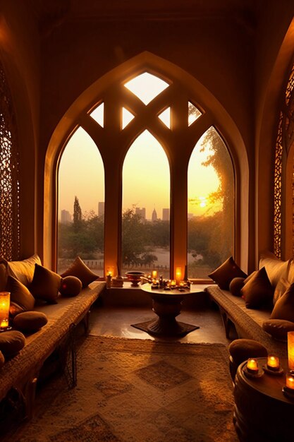 All'interno delle tradizionali camere arabe al tramonto