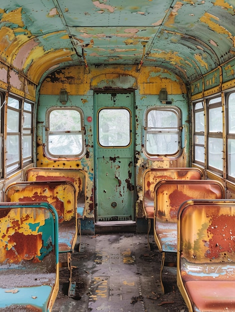 All'interno di un autobus scolastico d'epoca