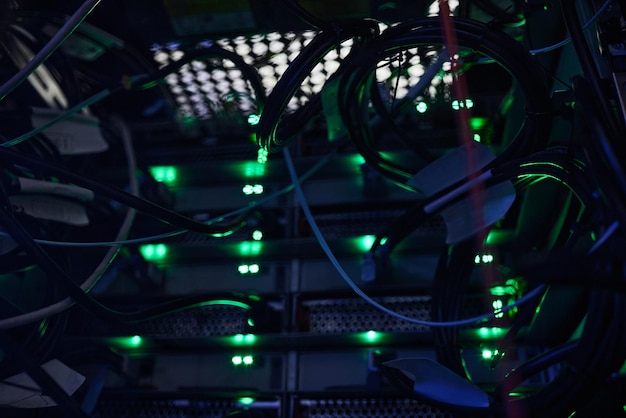 All systems go Cropped shot of a large dark and empty server room