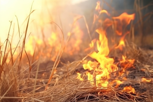 Allarmanti incendi primaverili nella foresta con erba secca che alimentano il pericolo ecologico delle fiamme