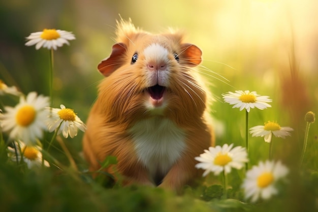 Allegro Cavy Cartoon Guinea Pig Sorridente IA generativa