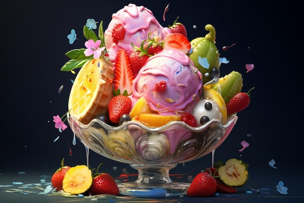 Allettante gelato alla frutta Delizia Generativa Ai