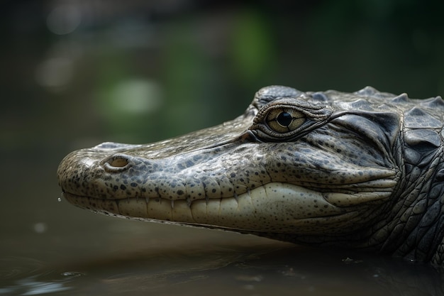 Alligatore spaventoso nel suo habitat paludoso naturale IA generativa