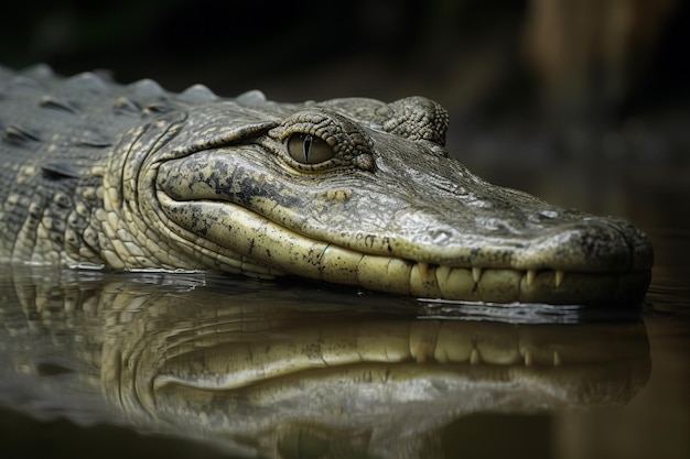 Alligatore spaventoso nel suo habitat paludoso naturale IA generativa