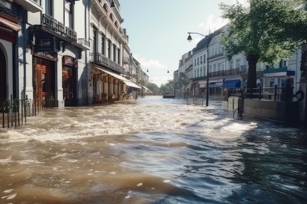 Alluvione devastante Acqua sulle strade della città Cataclismi