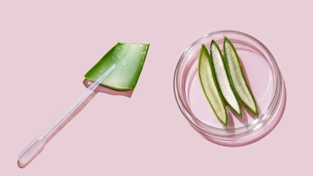 aloe vera e ingredienti cosmetici, capsule di aloe petri, ricerca cosmetica, aloe a fette, succo di aloe