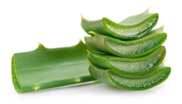 Aloe vera fresca isolata su sfondo bianco