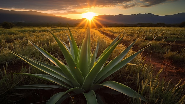 Aloe Vera In Campo Soleggiato