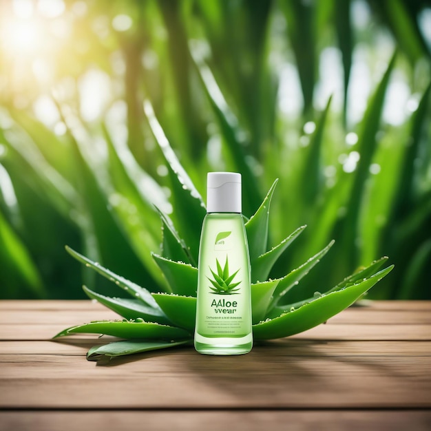 Aloe vera su sfondo verde per la pubblicità del prodotto