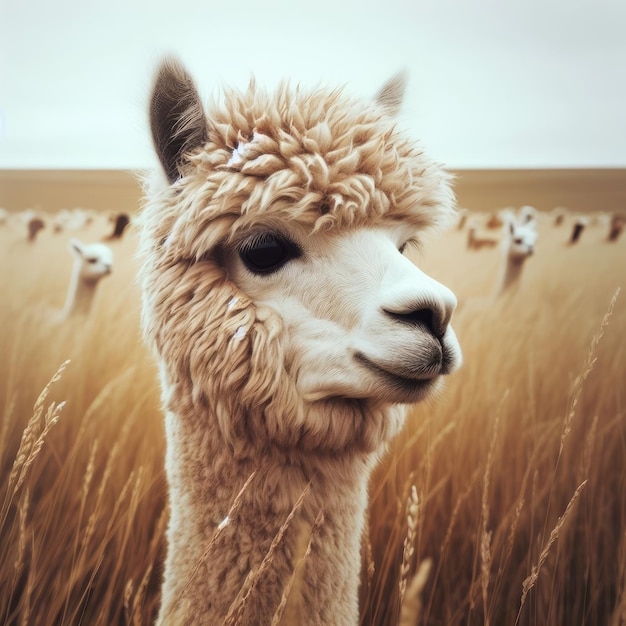 alpaca che guardano la telecamera nel campo