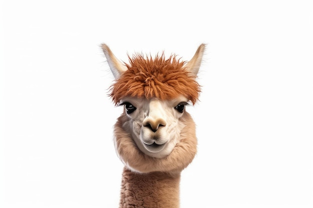 Alpaca foto illustrazione realistica AI generativa Alpaca pelliccia carina della testa di un animale