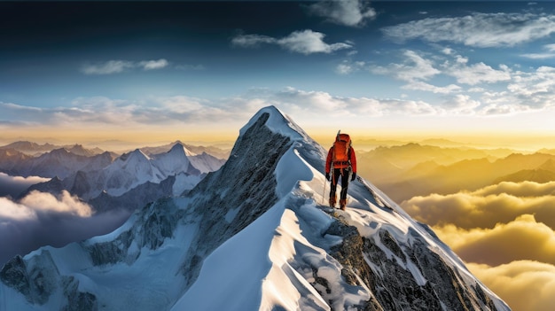 Alpinista da solo conquista la vetta innevata