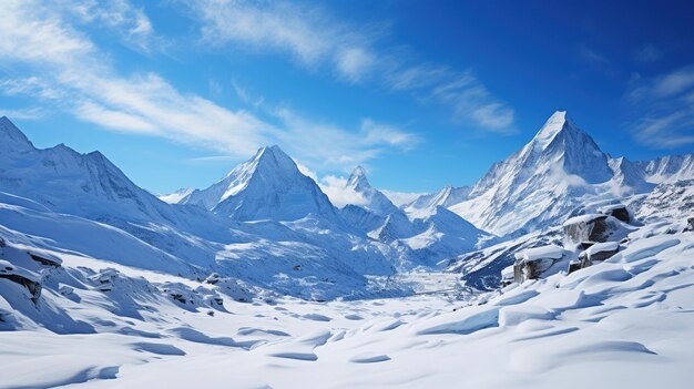 Alta montagna con neve e cielo blu