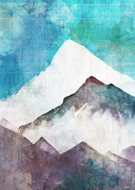 Alta montagna pittura arte stampabile su tela astratta mistica