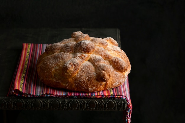 Alto angolo di pan de muerto