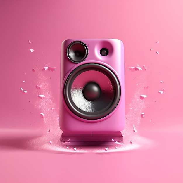 Altoparlante musicale sullo sfondo rosa
