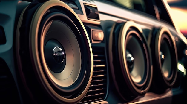 Altoparlanti del sistema audio per auto musica dei bassi nell'auto generativa ai