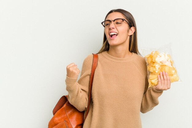 Alzare il pugno dopo un concetto di vincitore della vittoria