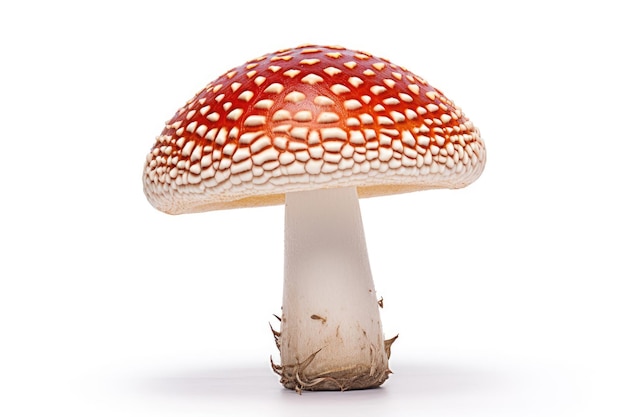 Amanita al fungo su sfondo bianco