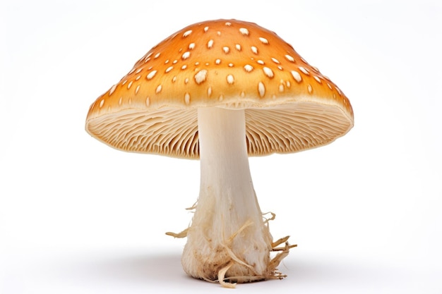 Amanita al fungo su sfondo bianco