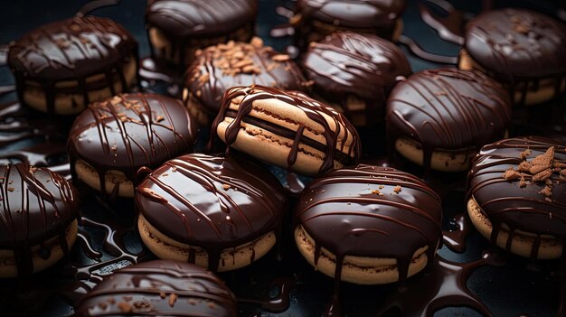 amaretti ricoperti di cioccolato con pioggerella nello stile di fusione