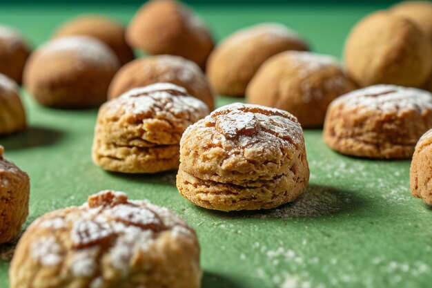 Amaretti su sfondo verde ai generato