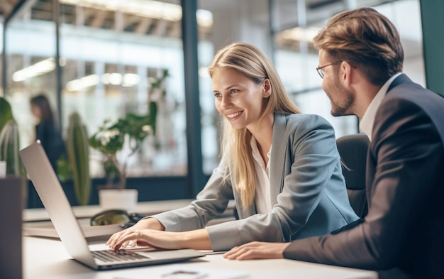 Ambiente di lavoro cooperativo Vista a basso angolo dei colleghi d'affari al computer