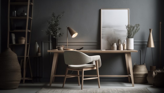 Ambiente domestico moderno con elegante design in legno generato da AI