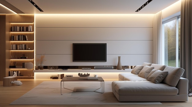 ambiente domestico moderno con un elegante design illuminotecnico