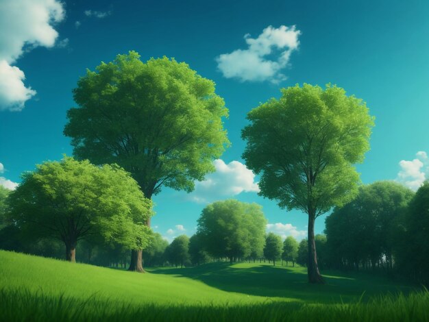 ambiente pianta cielo albero uomo colore verde uccelli farfalla bella immagine ai generato