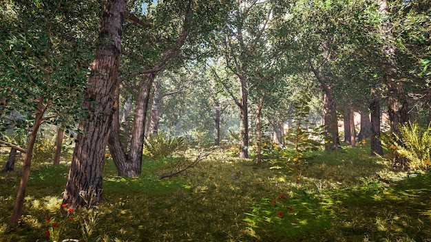 Ambiente sostenibile e protezione dell'ecosistema Rendering 3d del paesaggio