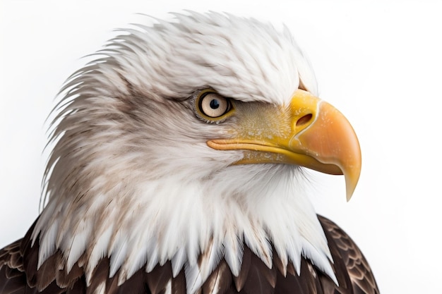 American Bald Eagle su uno sfondo bianco AI