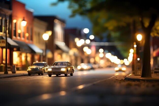 American Toy Town Street View in una notte d'estate rete neurale generata immagine