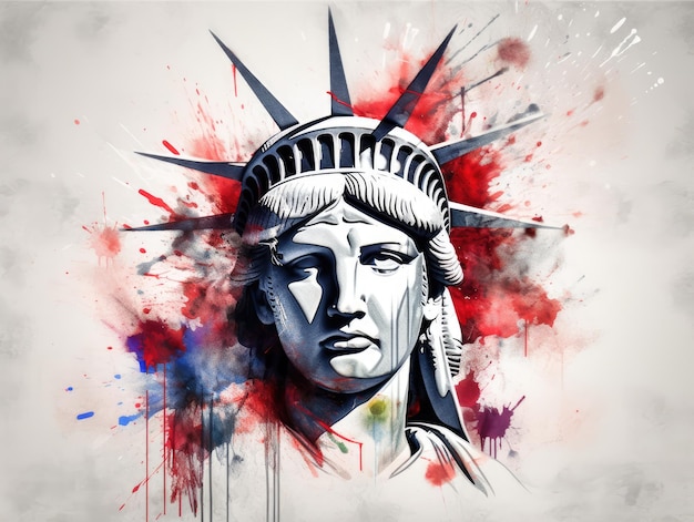 Americano patriottico con schizzi di vernice arte generativa ai