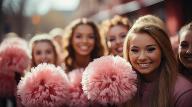 Amichevole squadra di cheerleader