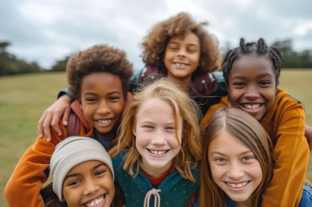 Amici adolescenti di diverse nazionalità nel parco