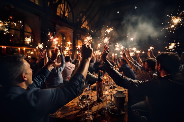 amici che festeggiano il buon anno festa generativa ai