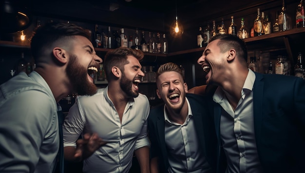 Amici che ridono al bar