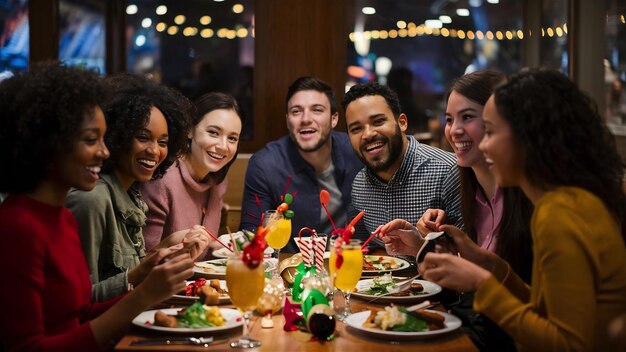 Amici felici al ristorante