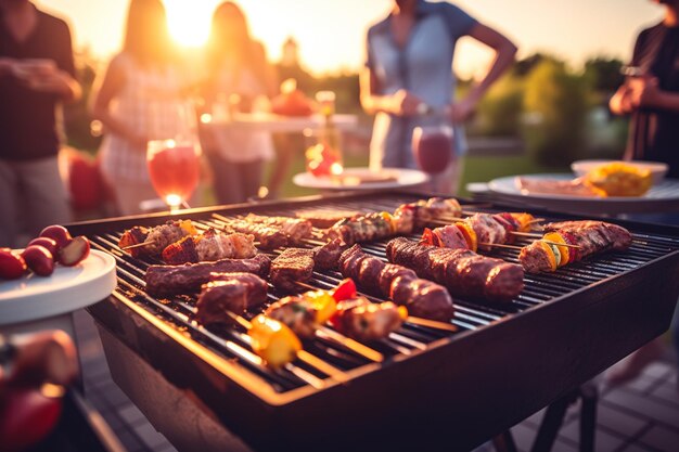 Amici in una serata di barbecue