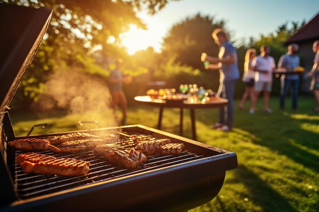 Amici in una serata di barbecue