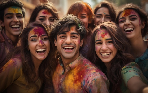 Amici indiani celebrano Holi Generative AI