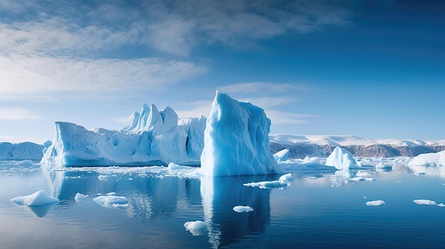 Ammirate la maestosa bellezza dei ghiacciai in una remota regione artica Questi giganti ghiacciati testimoniano la potenza e la grandezza della natura Generato dall'IA