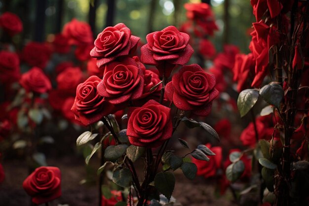 Amore appassionato Rose cremisi nel giardino delle nature Rose rosse foto fotografia