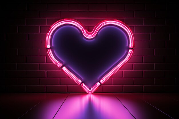 Amore luminoso Un'insegna al neon delinea una forma a cuore per un'atmosfera romantica