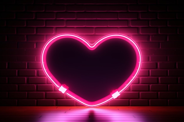 Amore luminoso Un'insegna al neon delinea una forma a cuore per un'atmosfera romantica