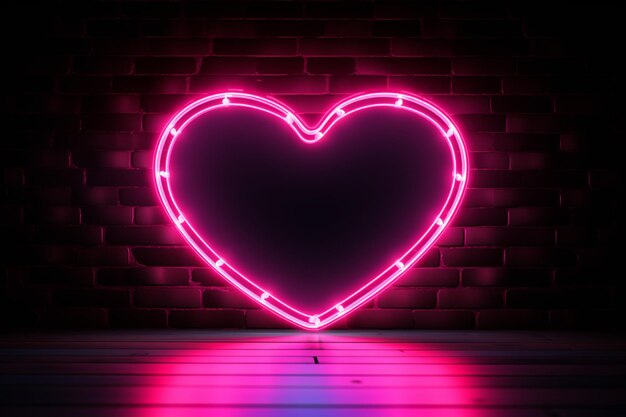 Amore luminoso Un'insegna al neon delinea una forma a cuore per un'atmosfera romantica